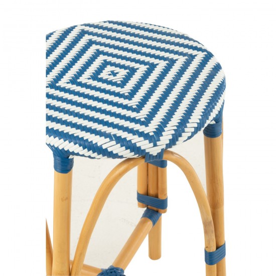 Jolipa Tabouret De Bar Live Rotin Plastique Naturel Bleu.