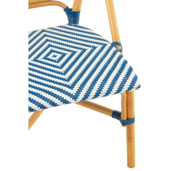 J-Line J Line chaises de repas Chaise Live Rotin Plastique Naturel Bleu.