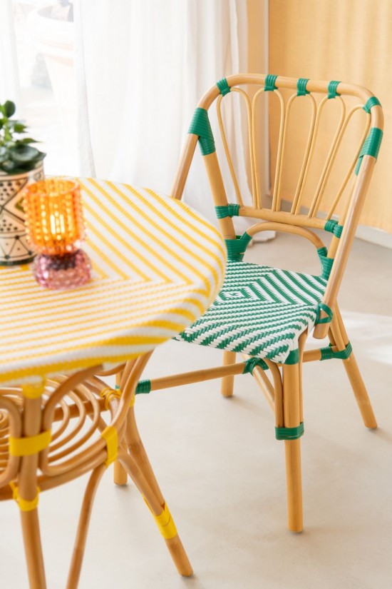 J-Line Sedia Live Rattan/Plastica Naturale/Verde.