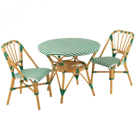 J-Line J Line tables a manger de repas Table Live Rotin Plastique Naturel Vert.