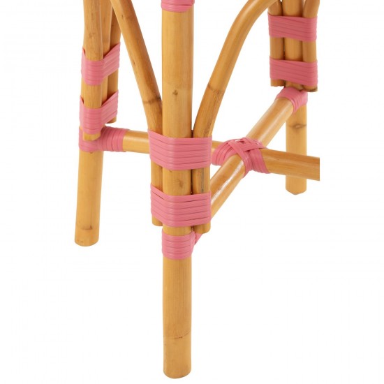 J-Line J Line tabourets ronds Jolipa Tabouret Live Rotin Plastique Naturel Rose.