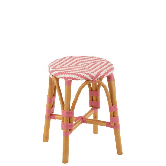 J Line Tabouret Live Rotin Plastique Naturel Rose L33xB33xH45 cm JLine 51115 by Jolipa 51115.