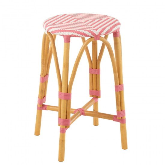 J Line Tabouret De Bar Live Rotin Plastique Naturel Rose L38xB38xH65 cm JLine 51116 by Jolipa 51116.