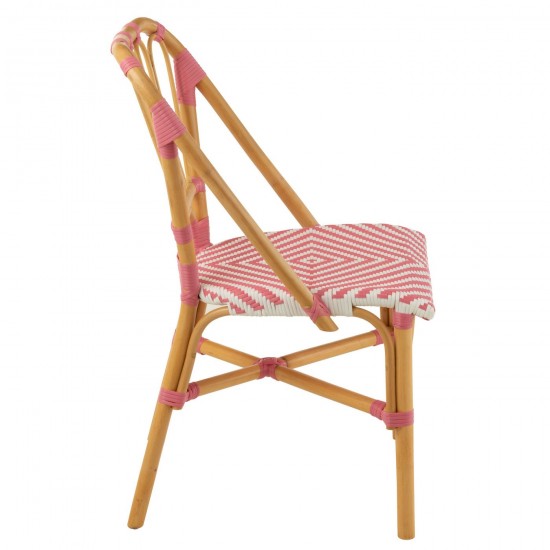 J-Line J Line chaises de repas Jolipa Chaise Live Rotin Plastique Naturel Rose.