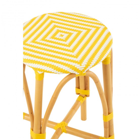 Jolipa Tabouret De Bar Live Rotin Plastique Naturel Jaune.