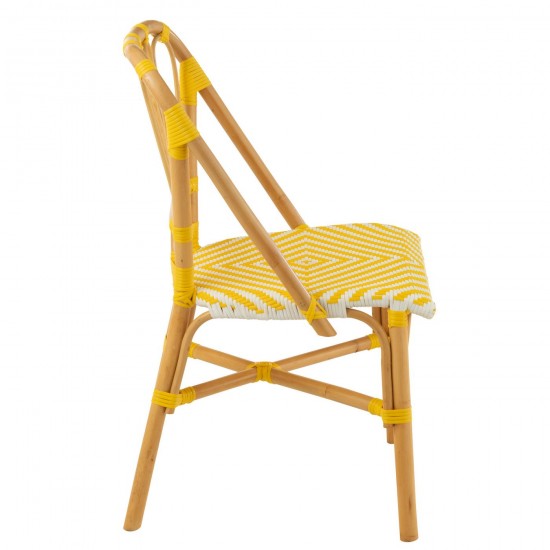 J-Line J Line chaises de repas Jolipa Chaise Live Rotin Plastique Naturel Jaune.