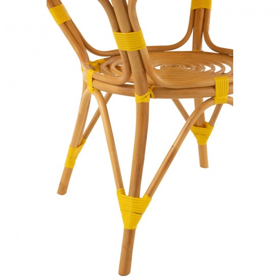 J-Line J Line tables a manger de repas Jolipa Table Live Rotin Plastique Naturel Jaune.