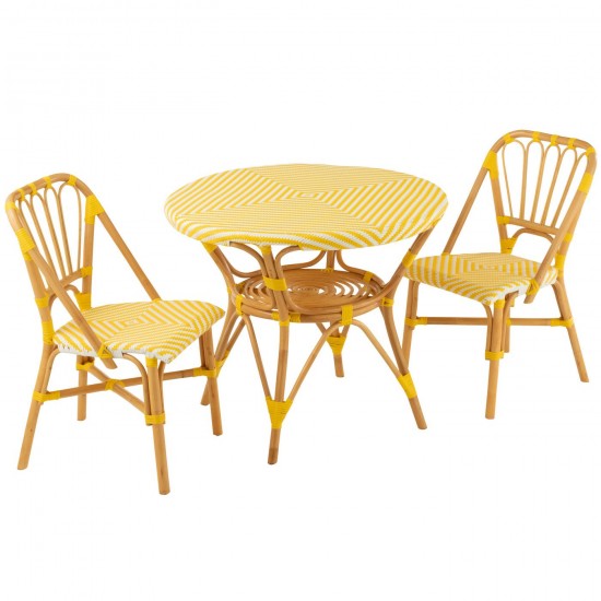 J-Line J Line tables a manger de repas Table Live Rotin Plastique Naturel Jaune.