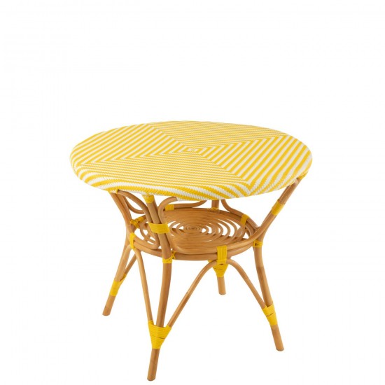 J Line Table Live Rotin Plastique Naturel Jaune L89xB90xH75 cm JLine 51122 by Jolipa 51122.