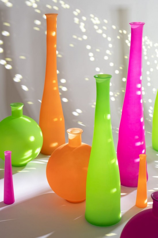 Jolipa Vase Bottle Glass Neon Orange Large.