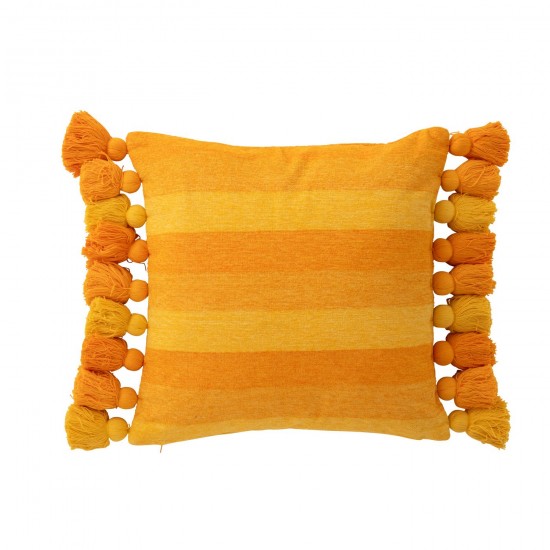 J Line Coussin Lignes + Floches Coton Orange L50xB50xH15 cm JLine 51266 by Jolipa 51266.