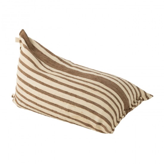 J Line Pouf Lignes Coton Recycle Blanc Marron L150xB100xH40 cm JLine 51278 by Jolipa 51278.