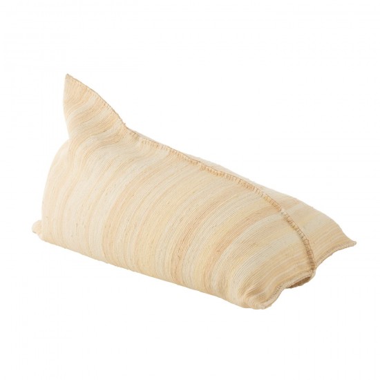 J Line Pouf Breeze Lignes Coton Recycle Creme Saumon L150xB100xH40 cm JLine 51281 by Jolipa 51281.