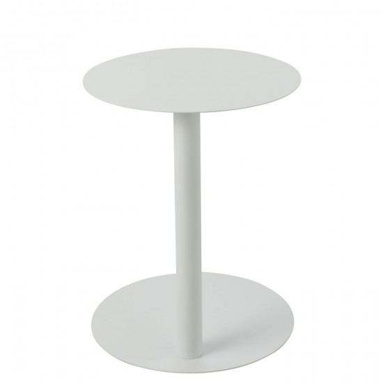 Jolipa Table Appoint Ronde Metal Blanc.