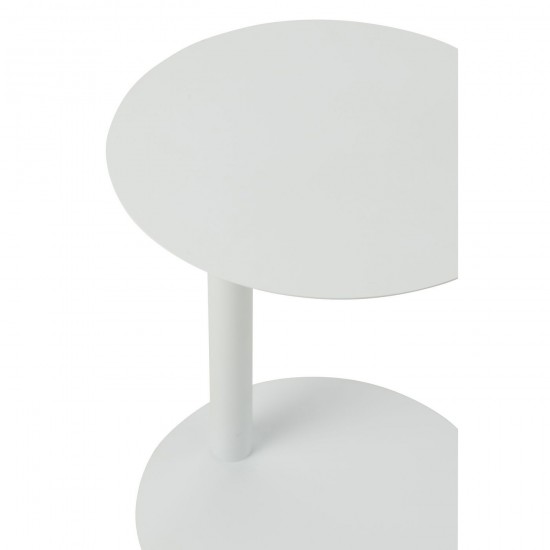 J-Line J Line tables d appoint bouts de canapé Table Appoint Ronde Metal Blanc.