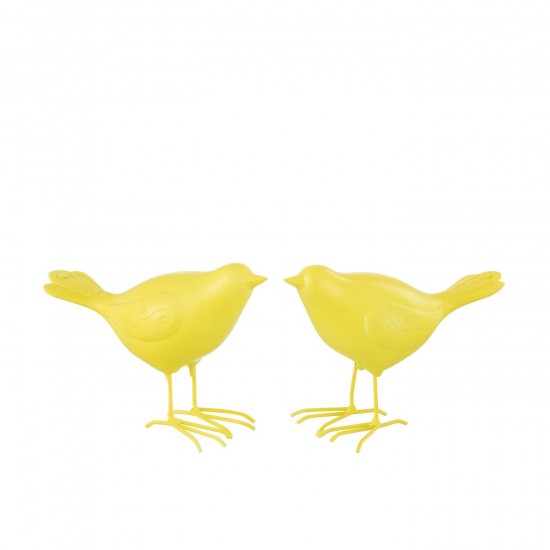 J Line Oiseau Polyresine Jaune Large L14xB7xH10 cm JLine 51436 by Jolipa 51436 Assortiment de 2 pcs.
