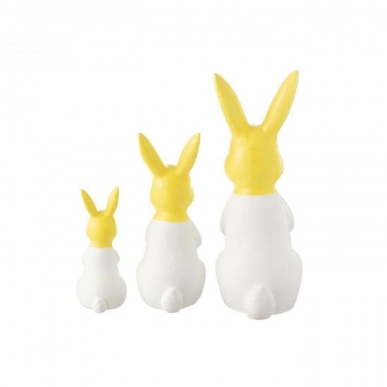 J-Line J Line animal animaux statuettes Jolipa Set 3 Lapin Polyresine Exterieur Mgo Blanc Jaune.