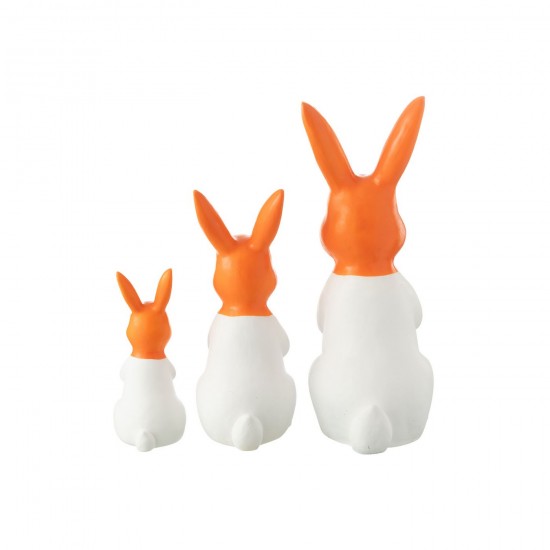 J-Line J Line animal animaux statuettes Jolipa Set 3 Lapin Exterieur Mgo Blanc Orange.