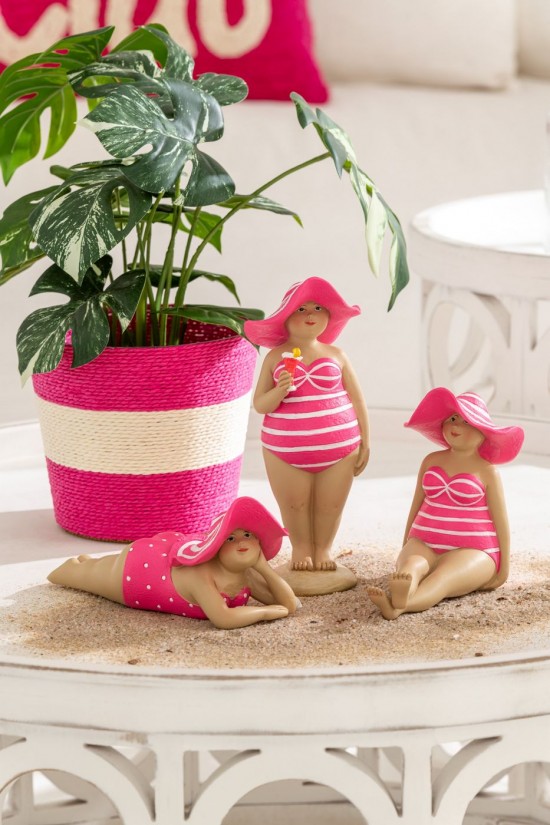 Jolipa Baigneuse Chapeau Polyresine Rose Assortiment De 3.