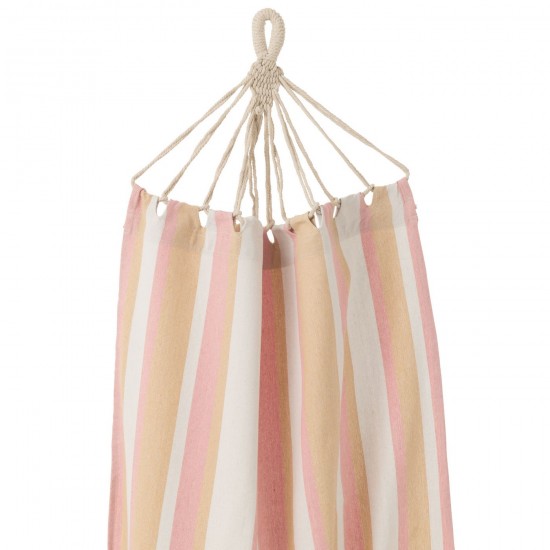 J-Line J Line hamacs avec corde Jolipa Hamac Rayures Coton Polyester Blanc Beige Rose.
