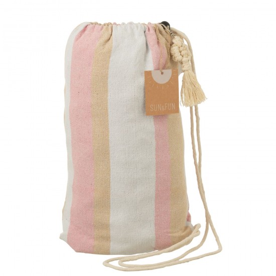 Jolipa Hamac Rayures Coton Polyester Blanc Beige Rose.