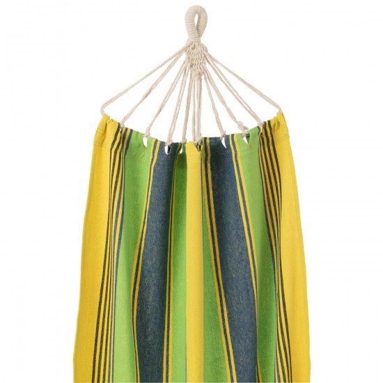 J-Line J Line hamacs avec corde Jolipa Hamac Rayures Cotton Polyester Vert Jaune Bleu.