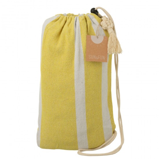 Jolipa Hamac Rayures Coton Polyester Jaune Vif Blanc.