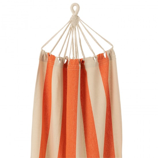 J-Line J Line hamacs avec corde Jolipa Hamac Grandes Rayures Coton Polyester Orange Ecru.