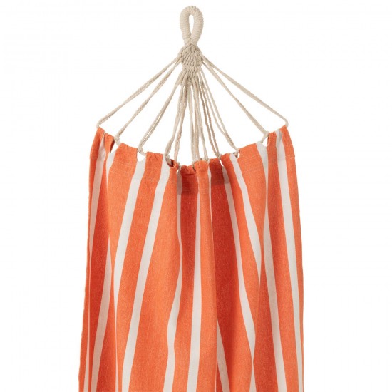 J-Line J Line hamacs avec corde Jolipa Hamac Rayures Coton Polyester Orange Blanc.