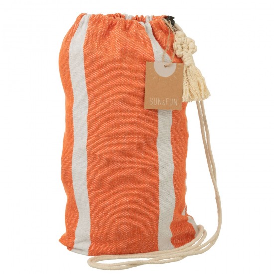 Jolipa Hamac Rayures Coton Polyester Orange Blanc.
