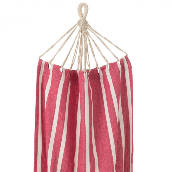 J-Line J Line hamacs avec corde Jolipa Hamac Rayures Coton Polyester Rose Blanc.