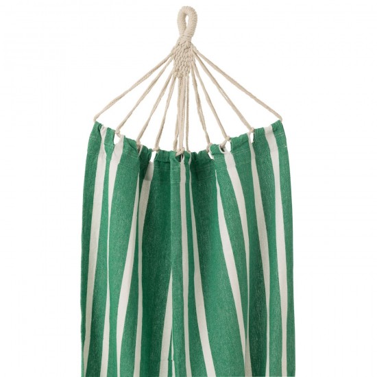 J-Line J Line hamacs avec corde Jolipa Hamac Rayures Coton Polyester Vert Foncé Blanc.