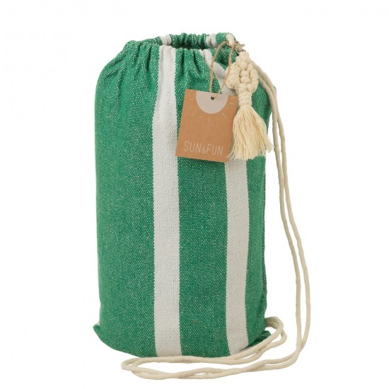 Jolipa Hamac Rayures Coton Polyester Vert Foncé Blanc.