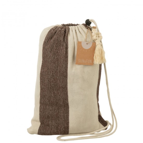 Jolipa Hamac Grandes Rayures Coton Polyester Marron Ecru.