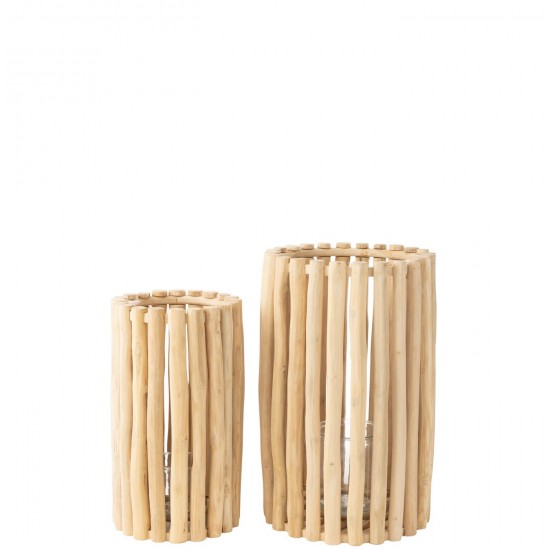 Jolipa Set De 2 Lanterne Teck Naturel.