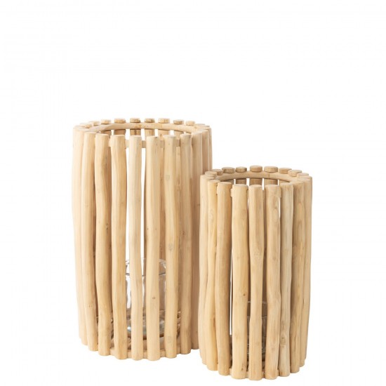 J Line Set De 2 Lanterne Teck Naturel L38xB38xH60 cm JLine 51627 by Jolipa 51627.