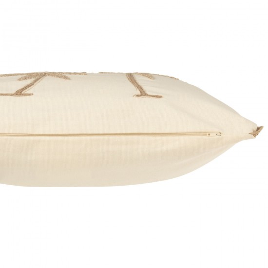 J-Line J Line coussins Jolipa Coussin Rectangle Palmiers Coton Crème Beige.