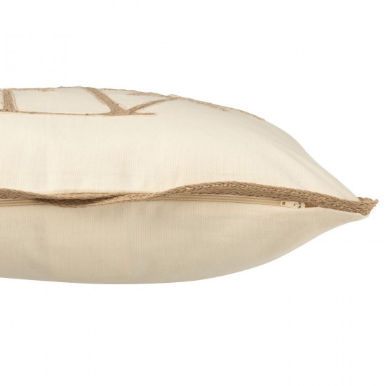 J-Line J Line coussins Jolipa Coussin Carré Palmiers Coton Crème Beige.