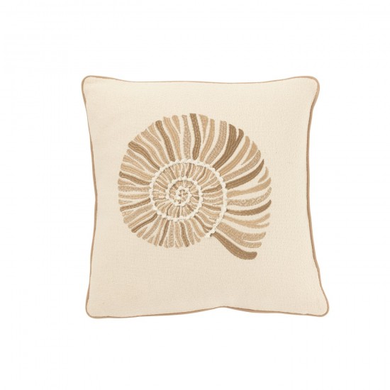 J Line Coussin Coquillage Coton Crème Beige L45xB45xH15 cm JLine 51685 by Jolipa 51685.
