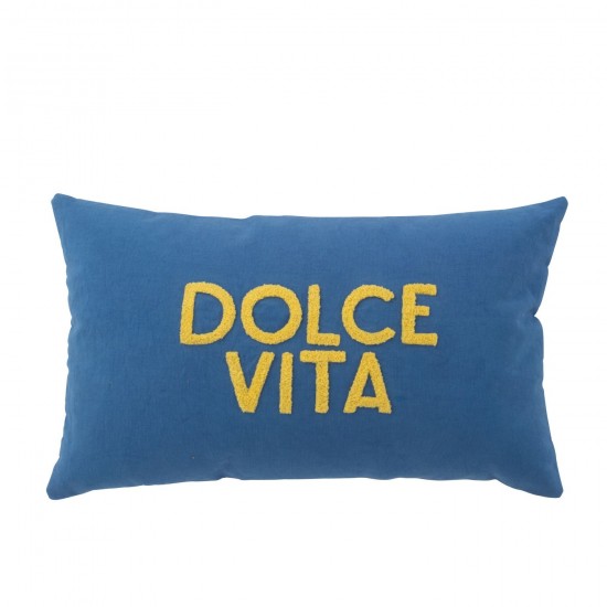 J Line Coussin Dolce Vita Coton Bleu Jaune L50xB30xH10 cm JLine 51707 by Jolipa 51707.