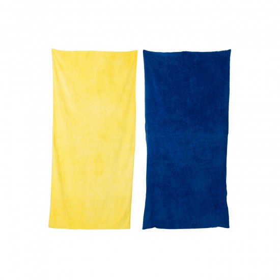 J-Line J Line serviettes de bain Jolipa Essui De Plage Dolce Vita Coton Eponge Bleu Jaune Assortiment De 2.