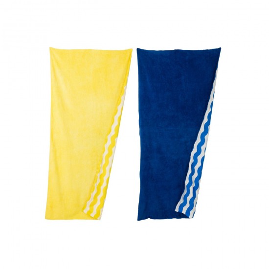Jolipa Essui De Plage Dolce Vita Coton Eponge Bleu Jaune Assortiment De 2.