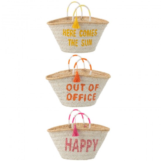 J Line Sac De Plage Citations Été Maïs Mix L30xB60xH30 cm JLine 51723 by Jolipa 51723 Assortiment de 3 pcs.