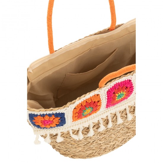 J-Line J Line sacs de plage Jolipa Sac De Plage Crochet Floches Jonc De Mer Coton.