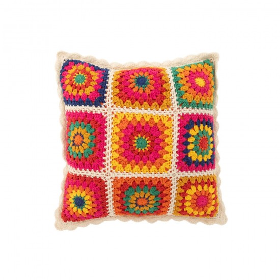 J Line Coussin Crochet Coton Polyester Mix L45xB45xH15 cm JLine 51727 by Jolipa 51727.