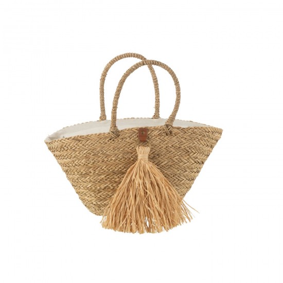 J Line Sac De Plage Floche Jonc De Mer Raphia Naturel L16xB56xH30 cm JLine 51729 by Jolipa 51729.