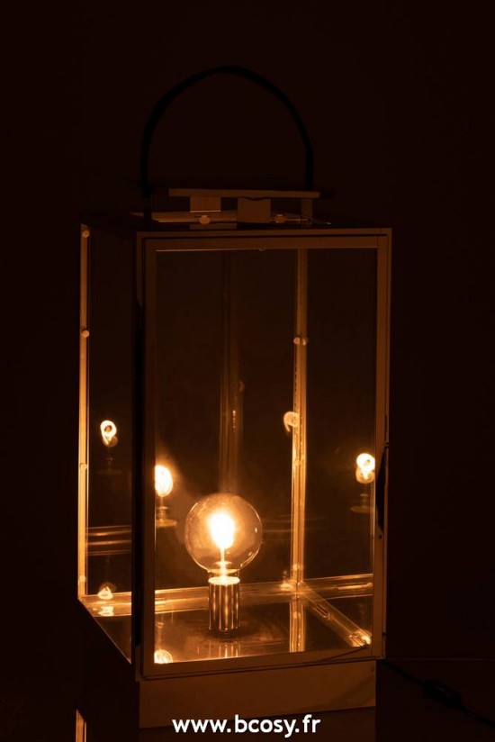 J-Line J Line lanternes photophores Jolipa Lanterne Lampe Metal Verre Argent.