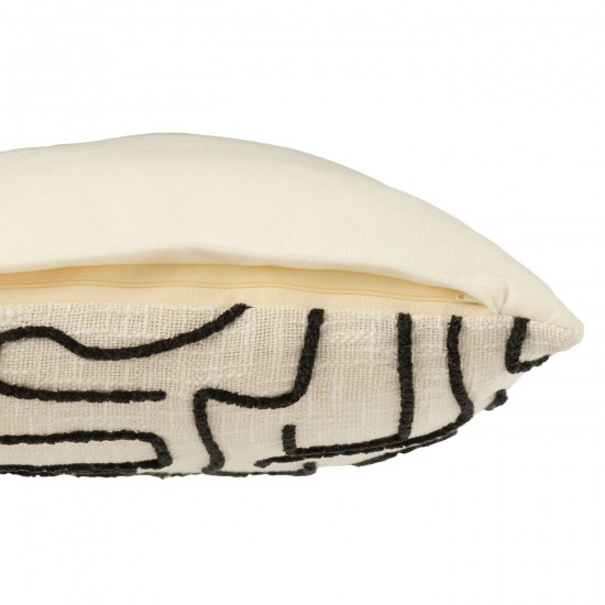 J-Line J Line coussins Jolipa Coussin Carré Lignes Courbes Coton Blanc Noir.