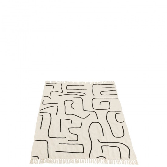 J-Line J Line Jolipa Plaid Lignes Courbes Coton Blanc Noir.