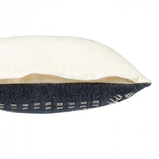 J-Line J Line coussins Jolipa Coussin Carré Motifs Éthniques Coton Bleu Foncé Blanc.